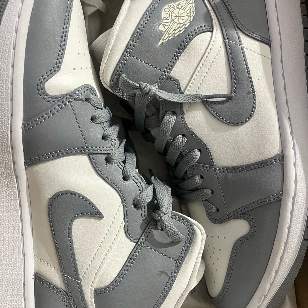Nike Air Jordan 1 Mid in Sail and Stealth White